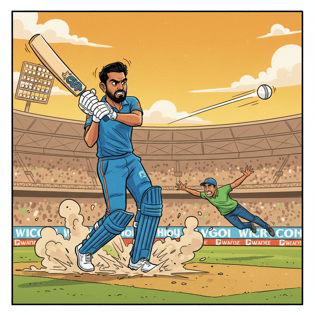 राहुलचा दमदार फटका!