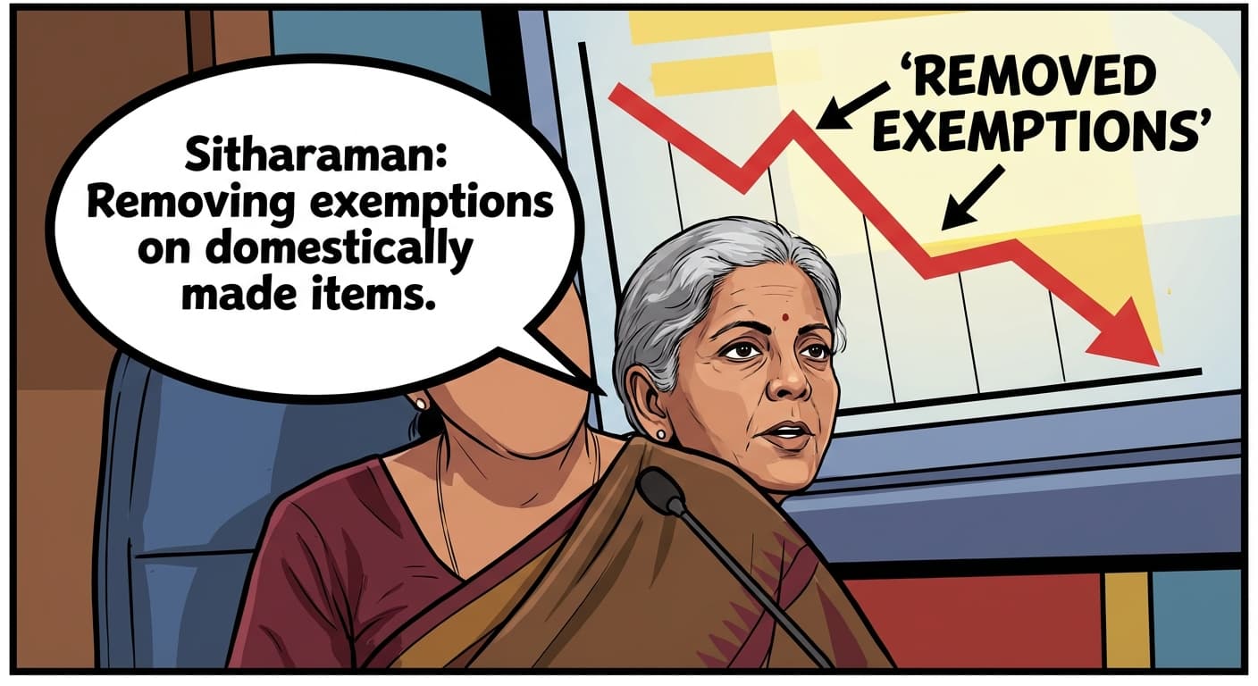 Sitharaman: Removing exemptions on domestically made items.