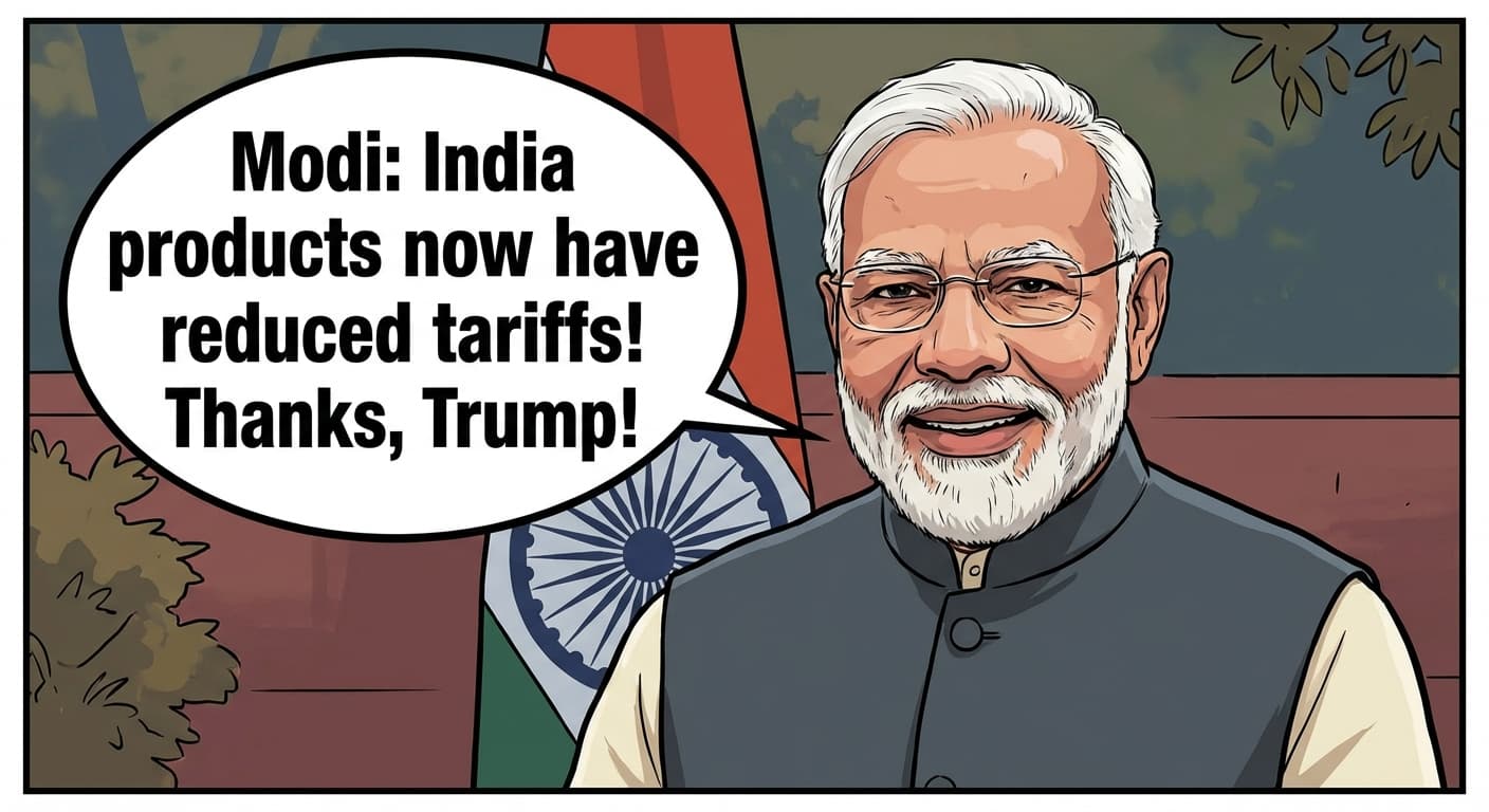 Modi: India products now have reduced tariffs! Thanks, Trump!