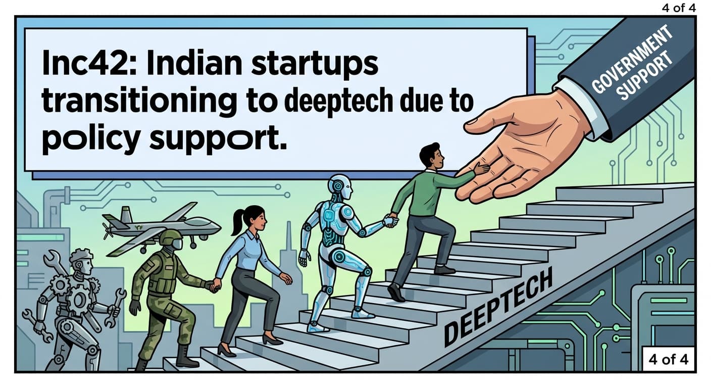 Inc42: Indian startups transitioning to deeptech due to policy support.
